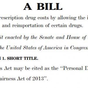 Personal Drug Importation Fairness Act of 2013