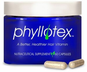 Jar of phyllotex natural hair loss supplement 