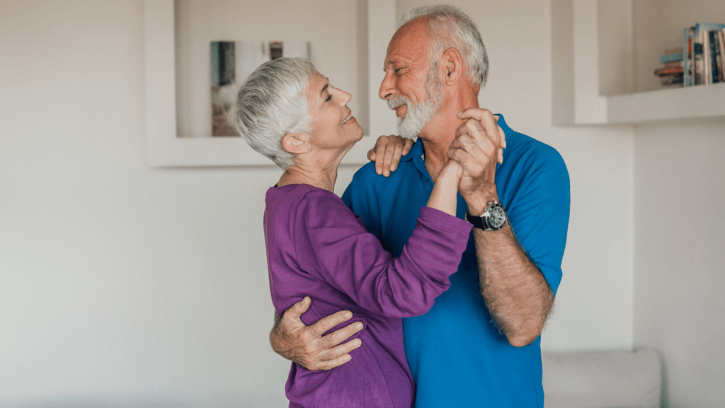 woman and dancing seemingly in love