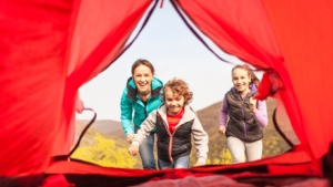 happy family on camping trip