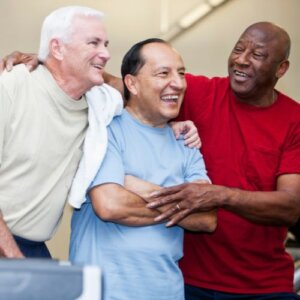 Senior men at health club