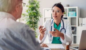 Doctor and patient are discussing at clinic