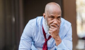 Concerned black businessman