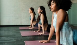 Young Women doing Yoga Pilates