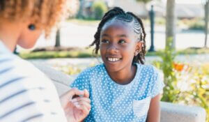 _mother and preteen daughter have heart to heart talk