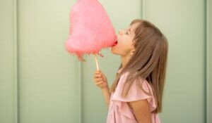 Girl Eating a Cotton Candy