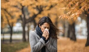 Woman with allergies