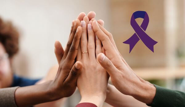 Arthritis - High Five Hands - Blue and purple ribbon