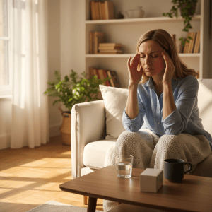 woman with menstrual migraine